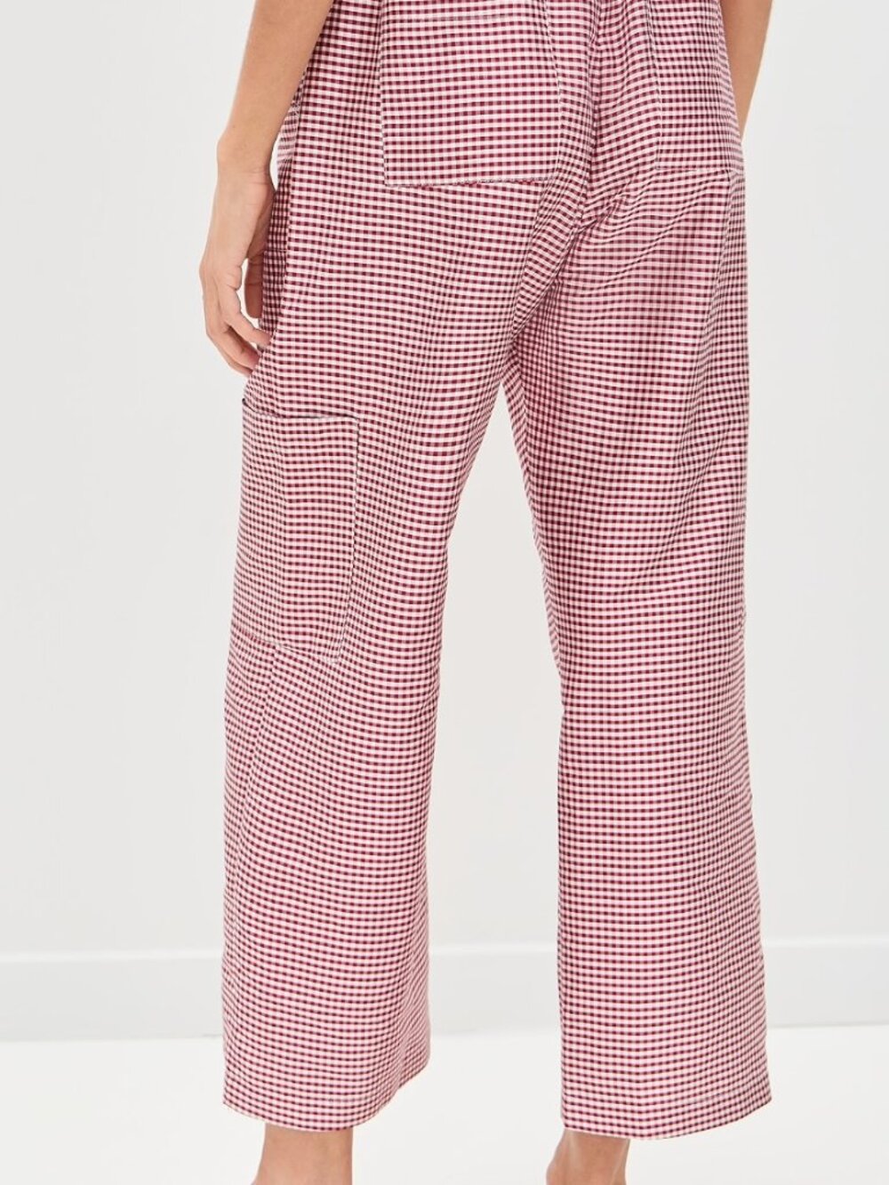 DONNI.-The Taffeta Gingham Drawstring Cargo Pants - Bell Pepper - Size L - Picture 2 of 5